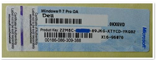 Windows product key sticker