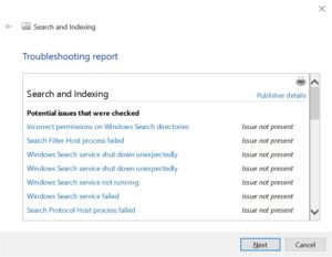 Reset and Rebuild Windows search index in Windows 10