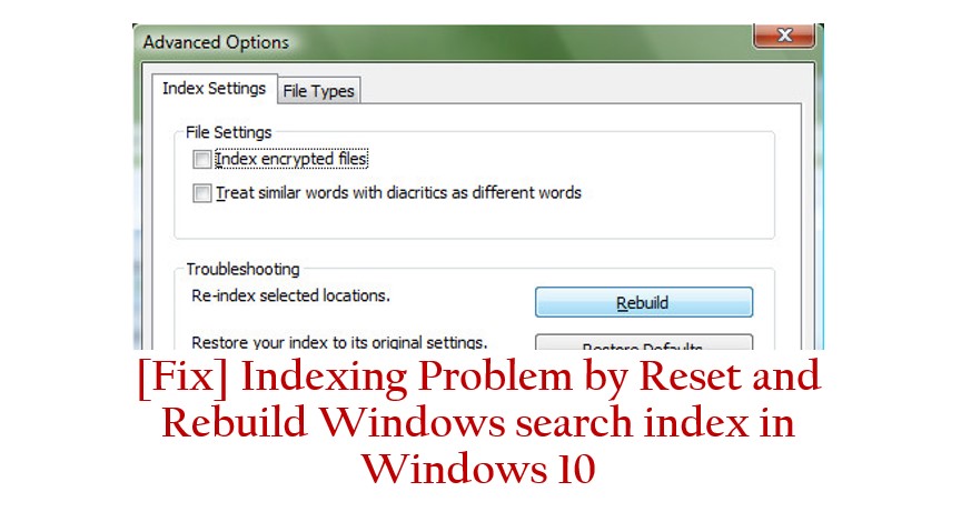 outlook rebuild index windows 10