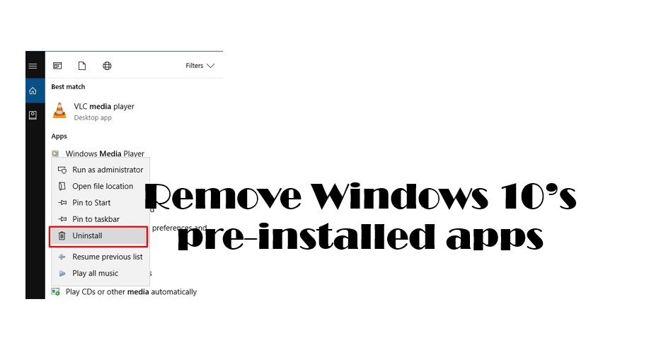 Remove Windows 10's pre-install apps